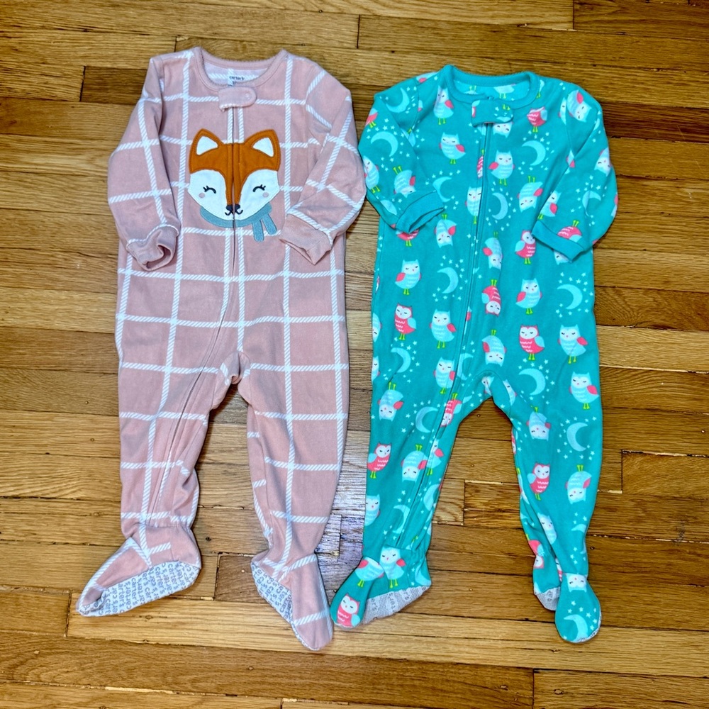 Carter’s Girls Fleece Zip-Up Sleepers Bundle Size 18 Months